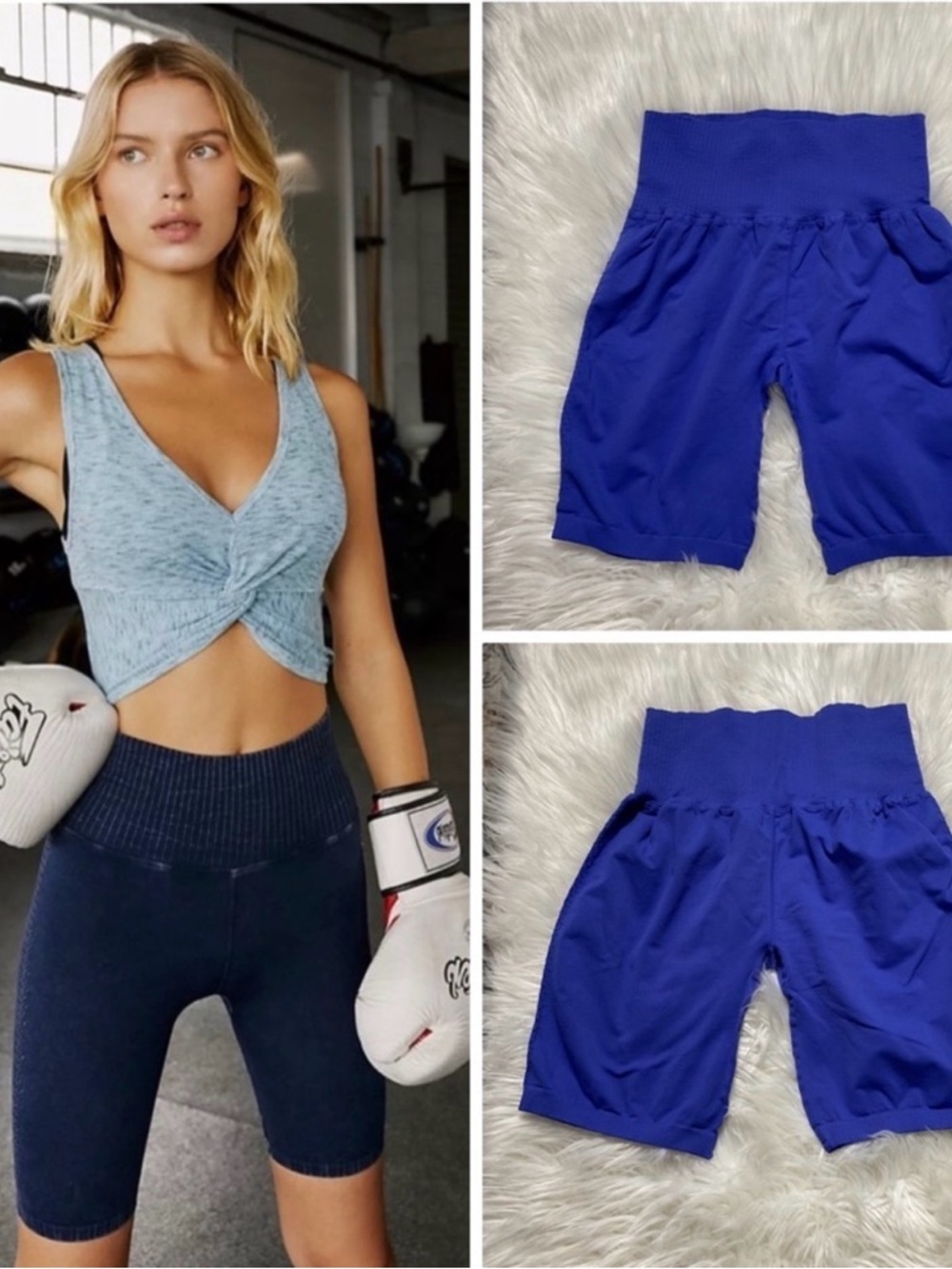FP Movement by Free People High-Waist Royal Blue Bike Shorts